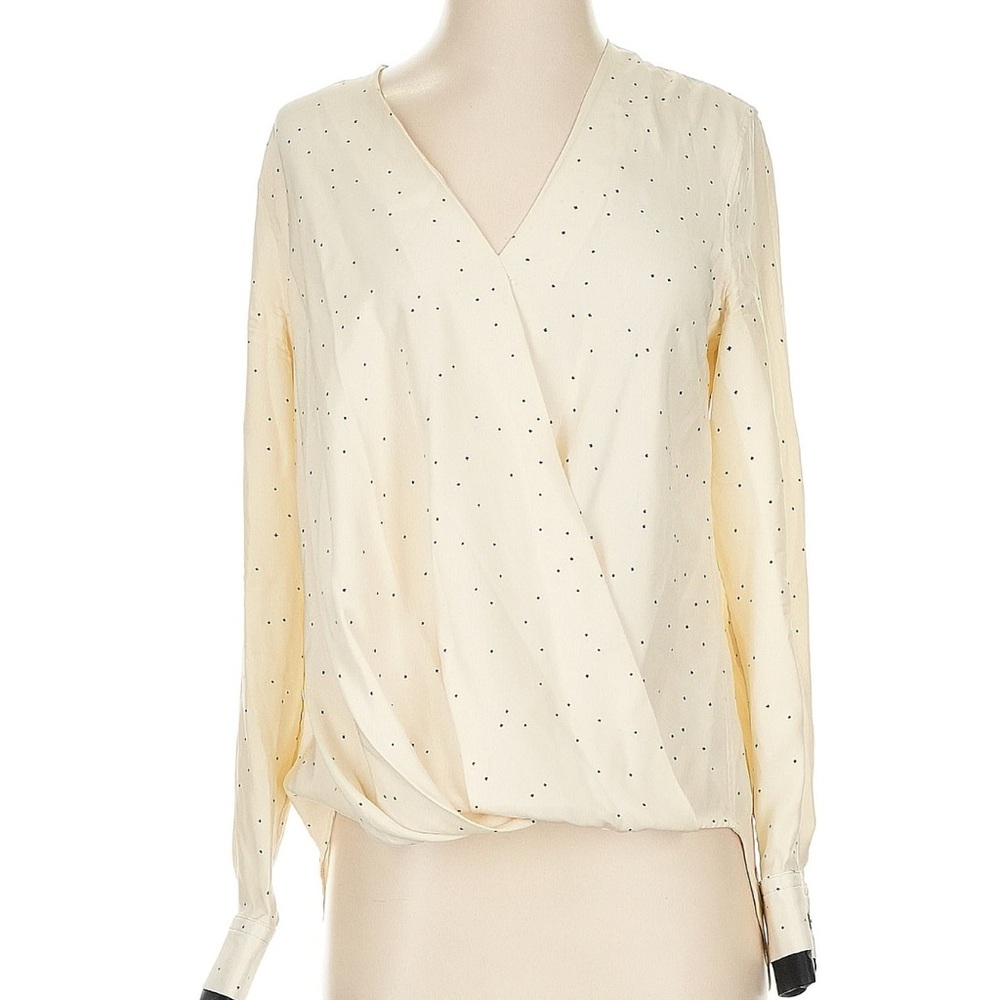 Rag & Bone Cream Wrap Blouse with Long Sleeves